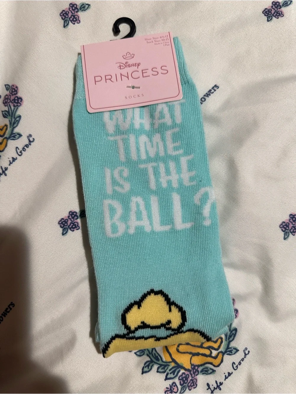 Disney Cinderella Crew Socks in Light Blue and Beige NEW